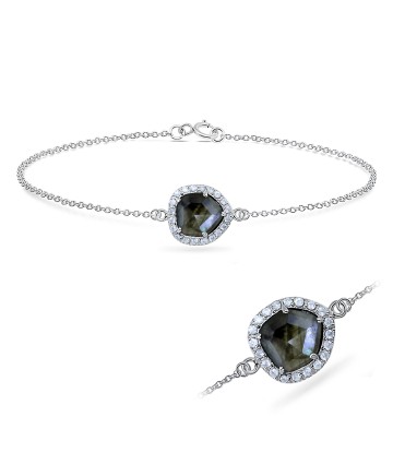 Labradorite with CZ Stones Silver Bracelet BRS-392